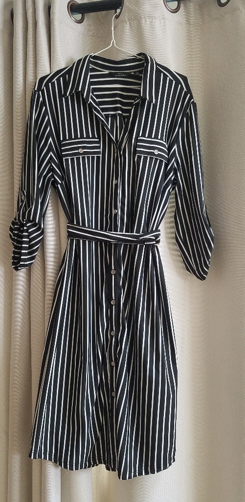 MLLE Gabrielle black and white striped dress